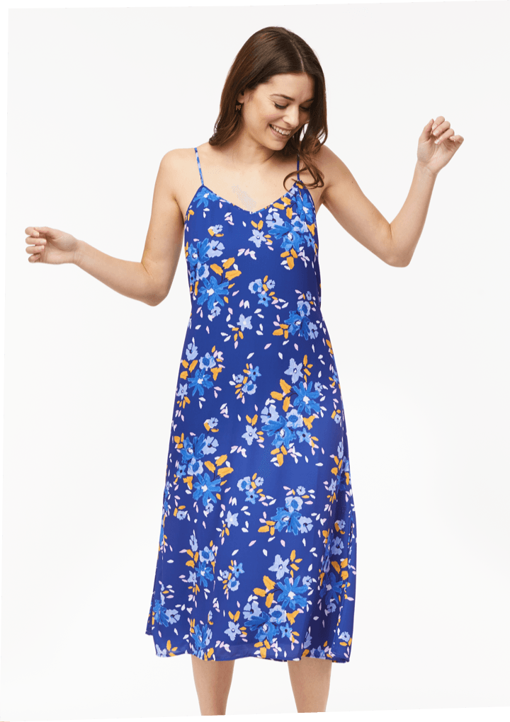 The Abby Dress - Blue / Black | Floral Pullover Slip Dress  Alivia