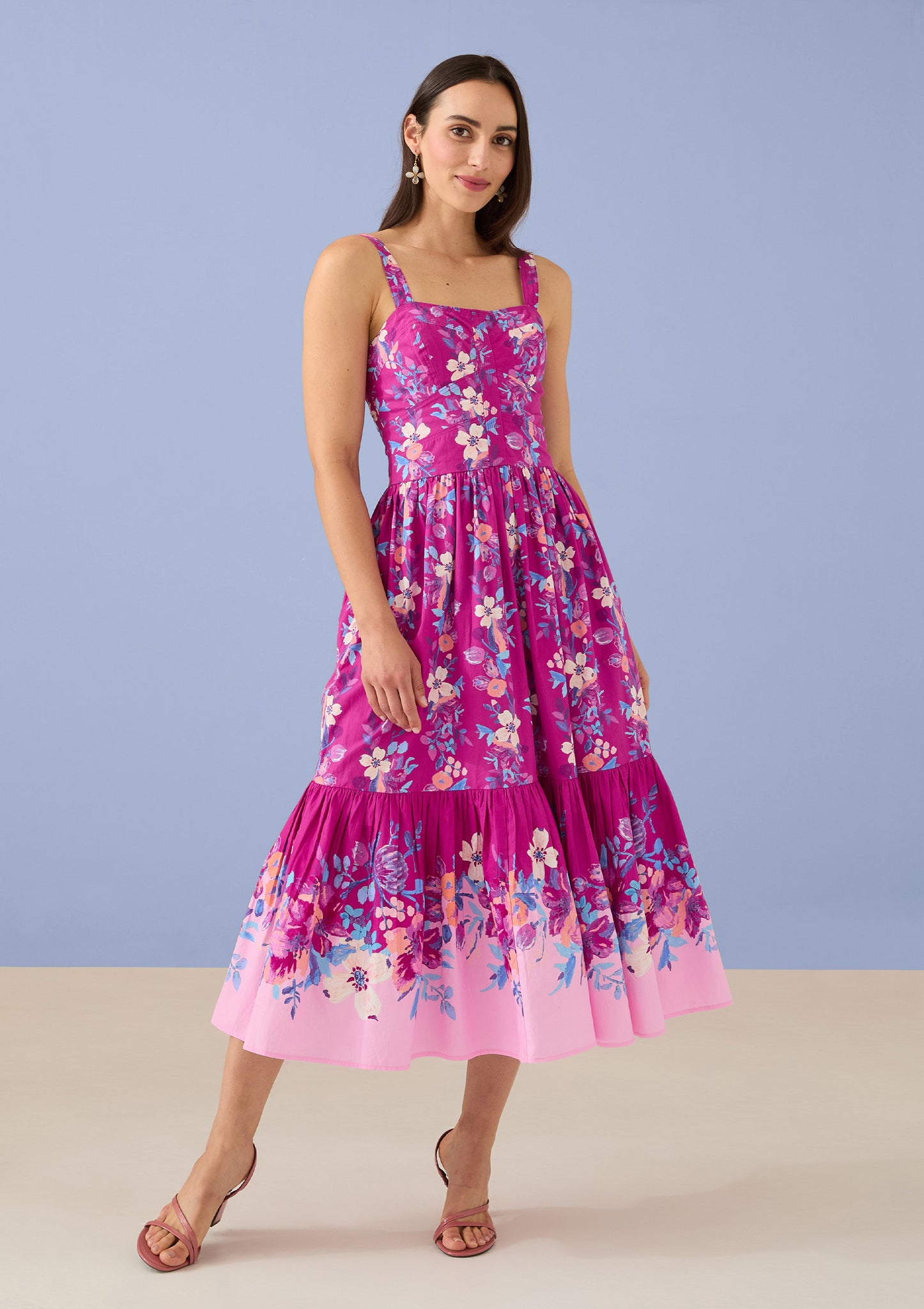 gianna silk floral dress KOBI HALPERIN GIANNA Sz S Multicolor SILK Midi Dress FLORAL PRINT New! $498