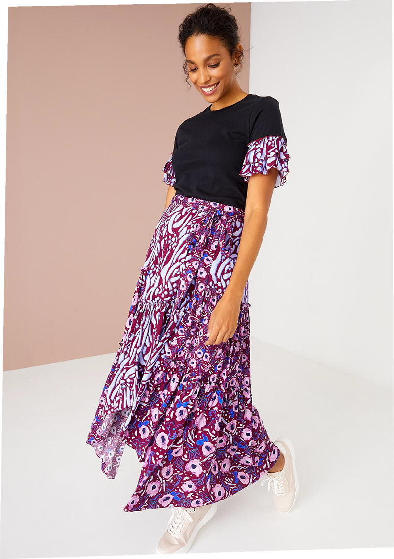 The Nicole Skirt Floral Maxi High Low Long Skirt Alivia